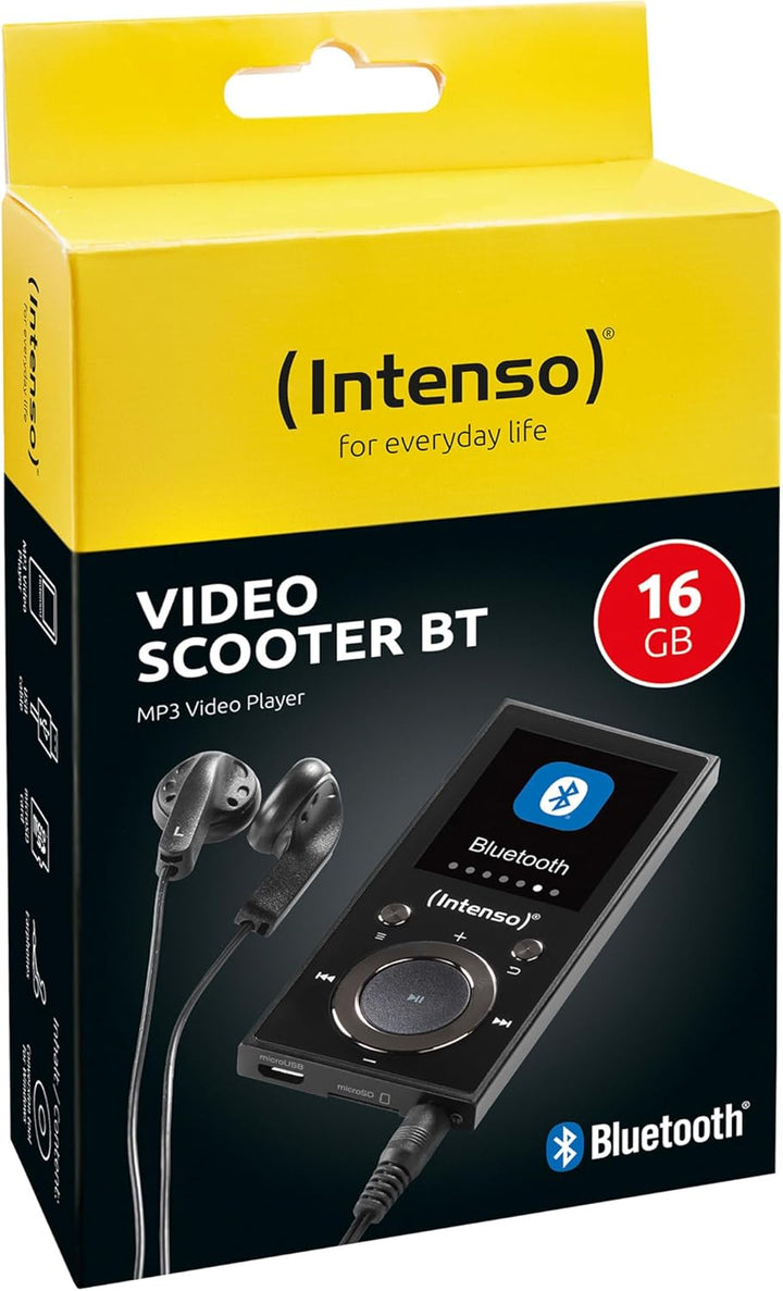 Intenso MP3 Player Video Scooter 1,8 Zoll Bluetooth schwarz schwarz 16GB Single, schwarz 16GB Single