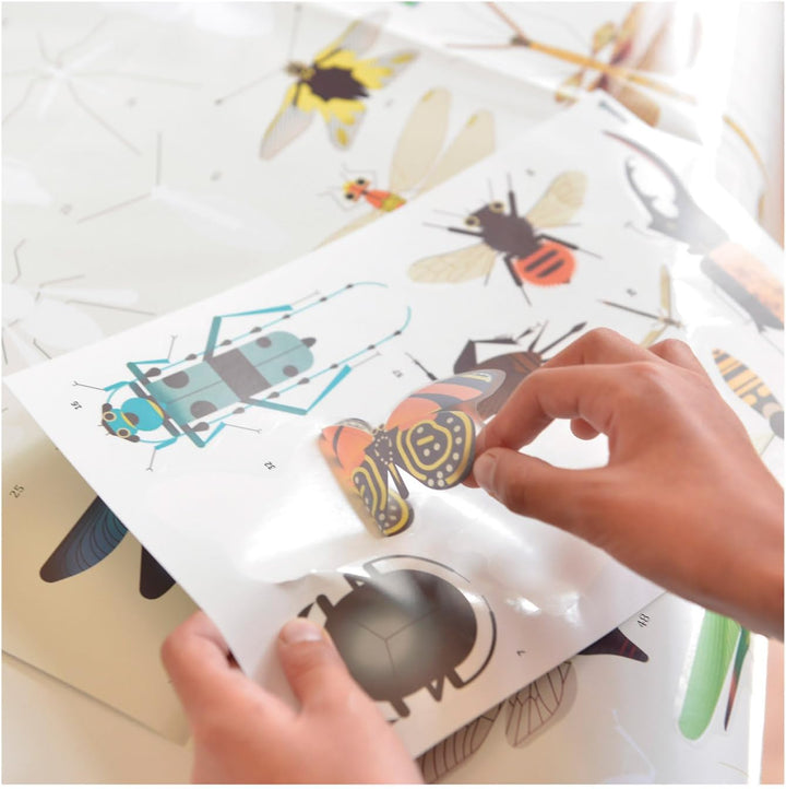 POPPIK 1841225 Sticker-Poster, Insekten, interaktives Lernposter mit Aufklebern, mehrsprachiges Inse