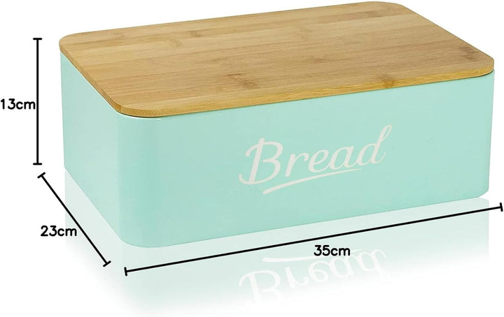 DRULINE Brotkasten mit Bambusdeckel - Brotaufbewahrung - Brotbox mit Schneidebrett - Brotkasten Türk