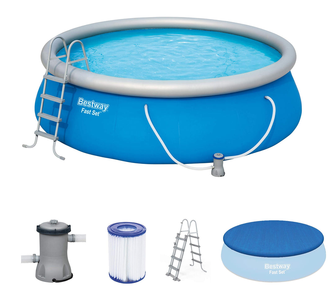 BESTWAY Fast Set Pool Set 457x122 cm, mit Filterpumpe und Zubehör 457 x 122 cm, 457 x 122 cm