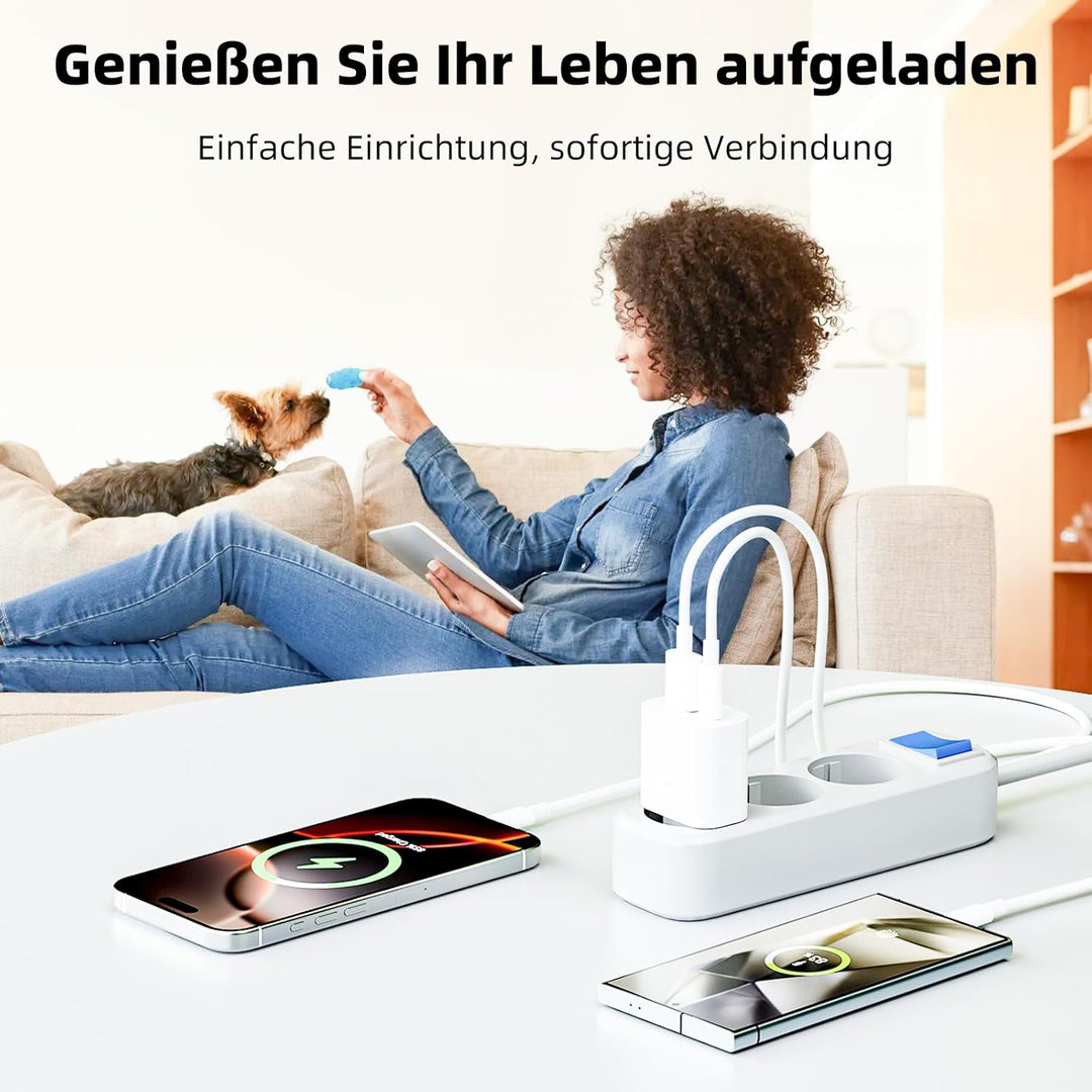 USB C Ladegerät, 2er Pack 25W 2-Port USB-A & USB-C Adapter Schnellladegerät Netzteil für iPhone 17/1
