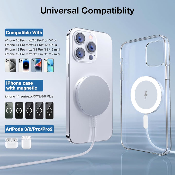 Mag-Safe Ladegerät für iPhone Ladestation: Magnet Wireless Charger Induktive Kabelloses Ladepad Komp