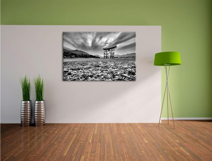 Pixxprint Torii in Hiroshima Japan als Leinwandbild/Grösse: 100x70 cm/Wandbild/Kunstdruck/fertig bes