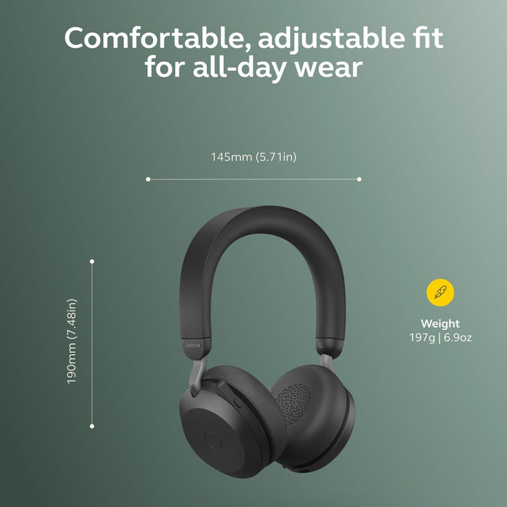 Jabra Evolve2 75 PC Wireless Headset mit 8-Mikrofon MS Teams Compatible Headset + Ladeständer (USB-A