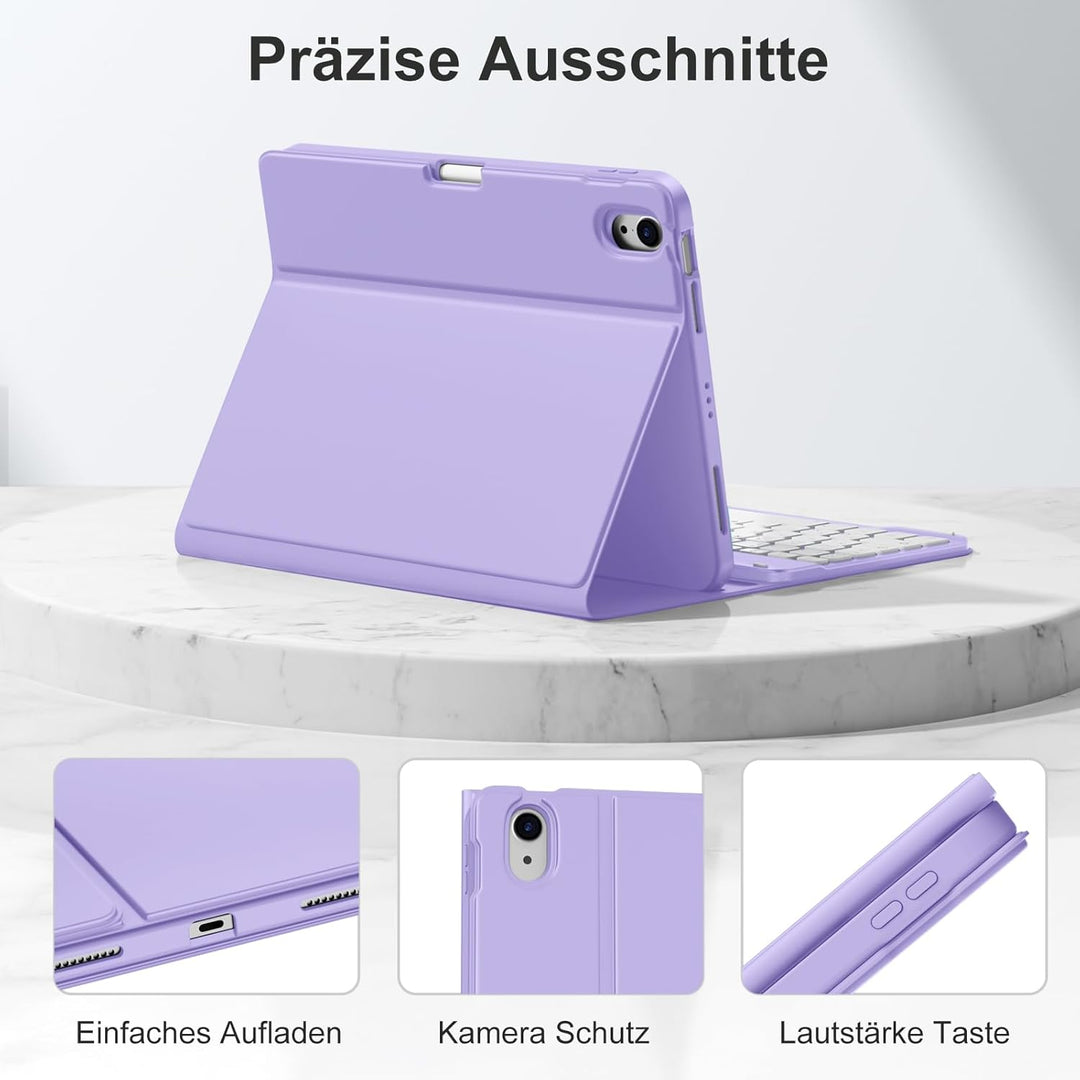 Hülle mit Tastatur für iPad Air 11 Zoll M3 2025 M2 2024/Air 5 Generation 2022 4 Gen 2020 10,9 Zoll,