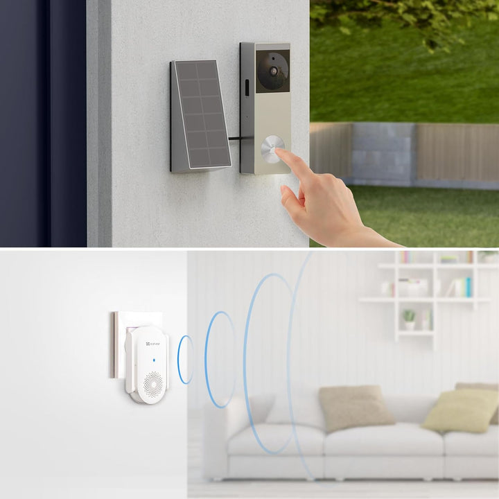 EZVIZ CP3 Pro Akku Video-Türklingel mit Chime CH1, Kabellose Klingel mit Kamera, Personenerkennung,
