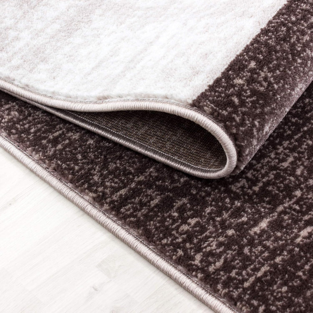 Teppich Wohnzimmer 80x150 cm Läufer Flur Braun Kurzflor Kariert Design - Teppich Schlafzimmer, Esszi