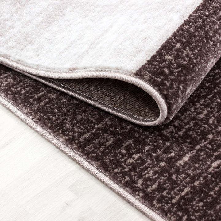 Teppich Wohnzimmer 80x150 cm Läufer Flur Braun Kurzflor Kariert Design - Teppich Schlafzimmer, Esszi