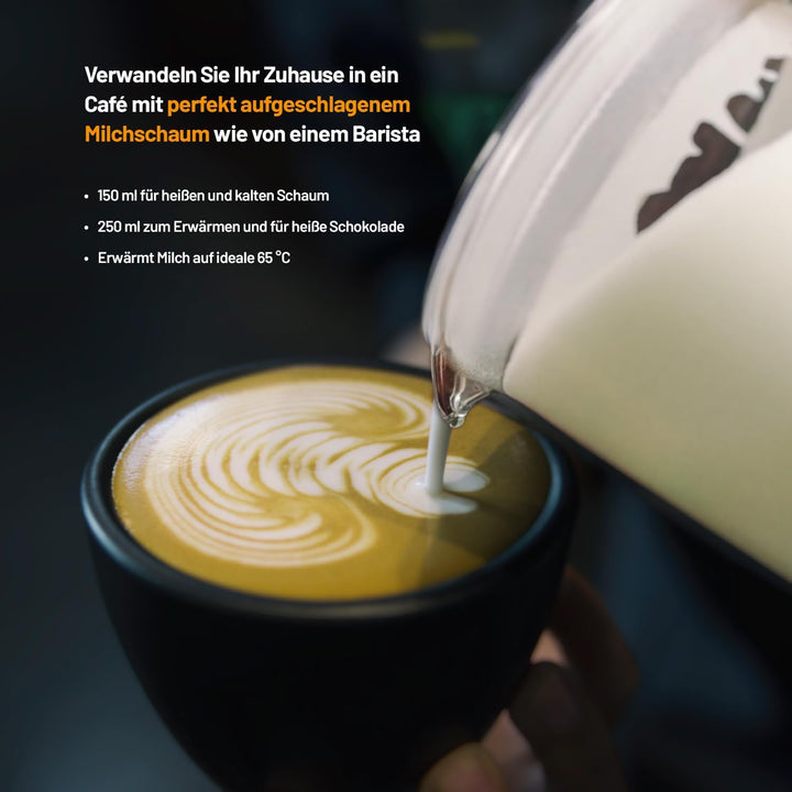 Lauben Glass Milk Frother 600BG, Milchaufschäumer mit Glasbehälter für kaltes und heisses Aufschäume