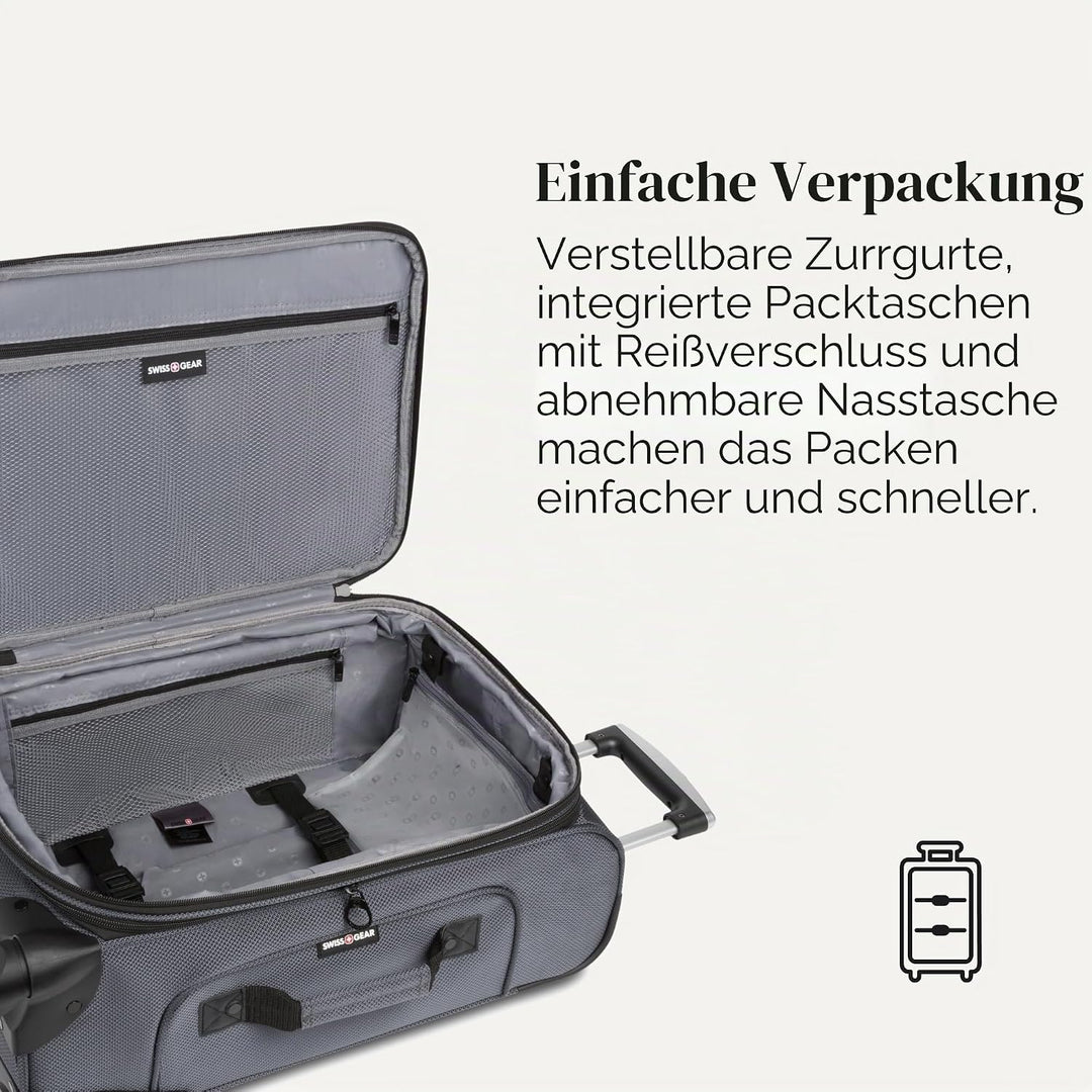 Swiss Gear Sion Softside Erweiterbares Rollgepäck, grau dunkel, 3-Piece Set (21/25/29), Sion Softsid