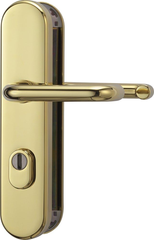 ABUS Tür-Schutzbeschlag KLZS714 MS messing mit Zylinderschutz & beidseitigem Drücker rund, 12247 Mes