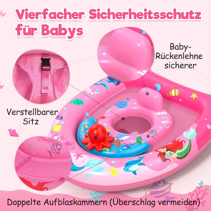 Sunrad Schwimmring Baby mit UPF50+ Sonnendach,Baby Schwimmring ab 6-36 Monate Schwimmhilfe Kinder mi