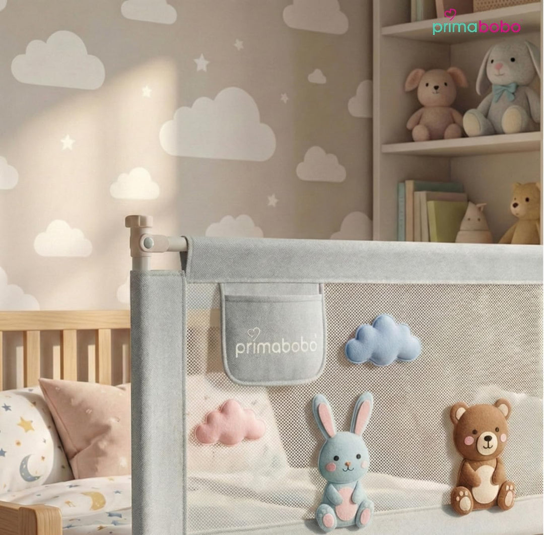 Primabobo Bettgitter Set 3 Stück Grau – 2X 200 cm + 1x 140 cm – Rausfallschutz Kinderbett, Sicheres
