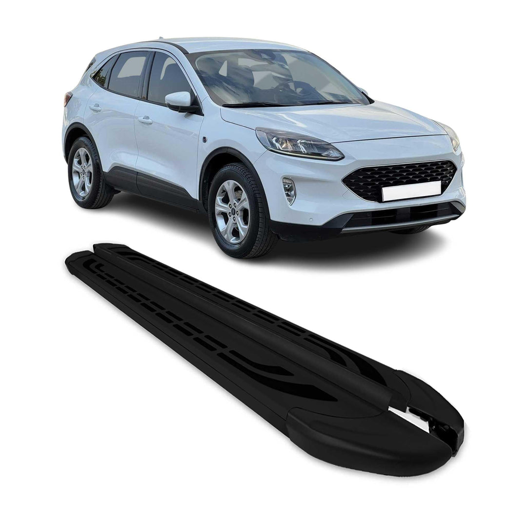 OMAC Trittbretter Seitenschweller Seitenbretter kompatibel mit Ford Kuga 2018-2024 Alu Schwarz FABA