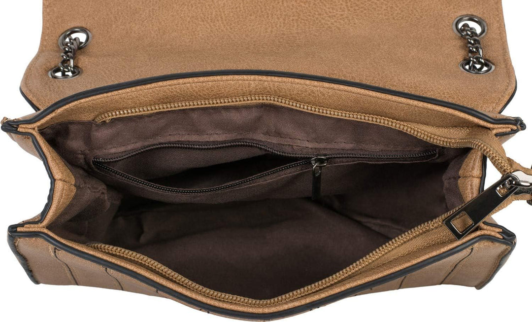 styleBREAKER Damen Crossbody Umhängetasche Ziernähte PU | 22x15x8,5 cm, variable Gliederkette (77 od