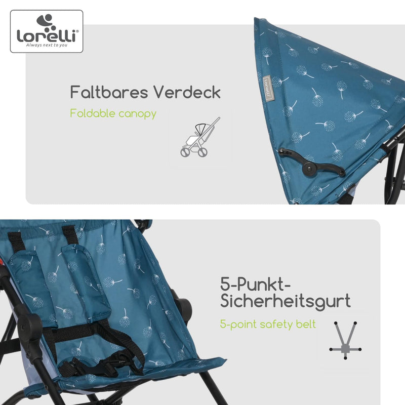 Lorelli Ultra Leichter Buggy Kinderwagen Vaya - nur 4,7kg - Kompakter Sportsitz bis 15kg, Sitzbuggy