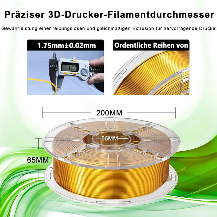iBOSSPLA Plus Shiny Silk 3D Drucker Filament 1.75mm, Silk PLA+ 3D Druck Filament mit Seidenglattes,