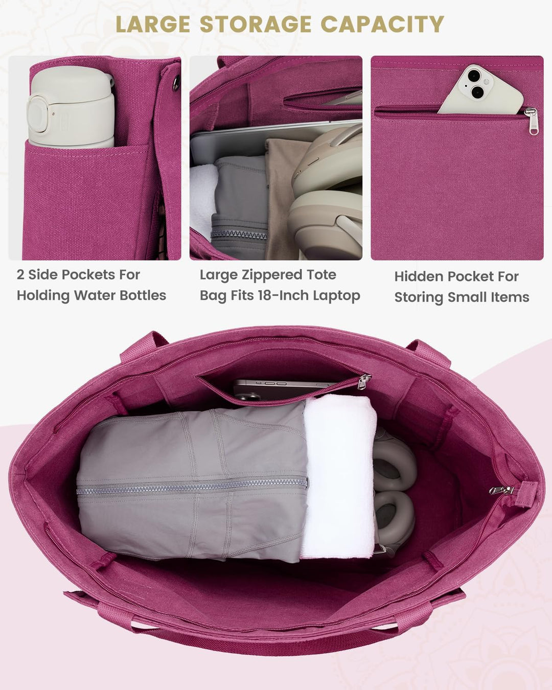 Gonex Yogatasche, Yogamatte Tasche mit Mehreren Taschen für Damen und Herren, Canvas wasserdichte To