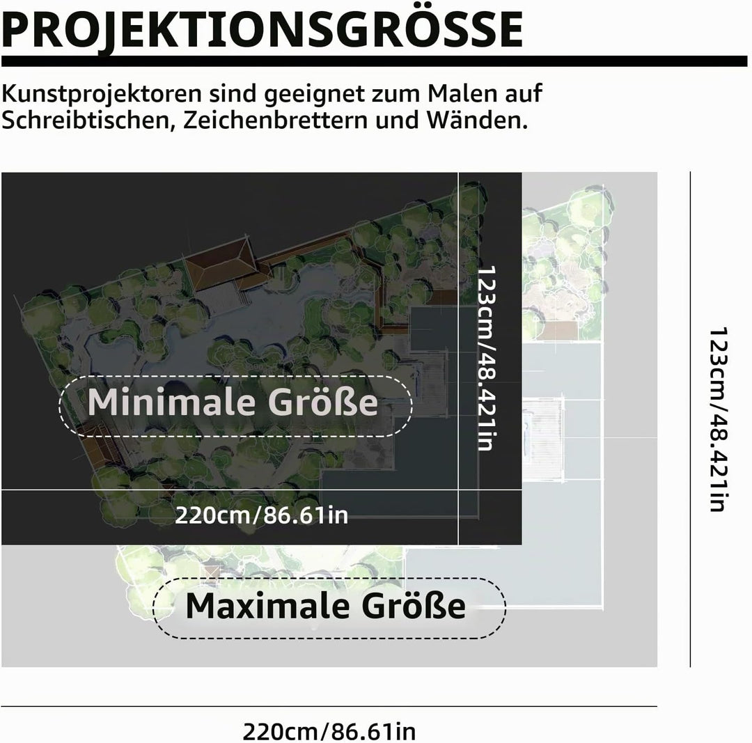 Tragbarer Zeichenprojektor, Desktop Smarte Skizzenprojektoren mit Fernbedienung und Ständer zum Nach