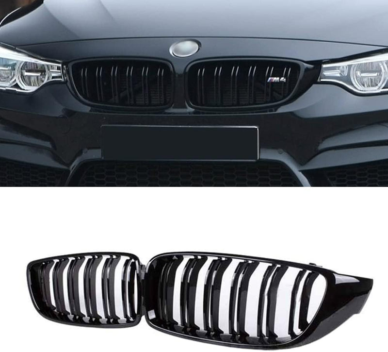 PAISEN Kühlergrill für BMW 4er F32,Zubehör Sport Frontgrill，Glanz Schwarz Doppelsteg Sport Kühlergri