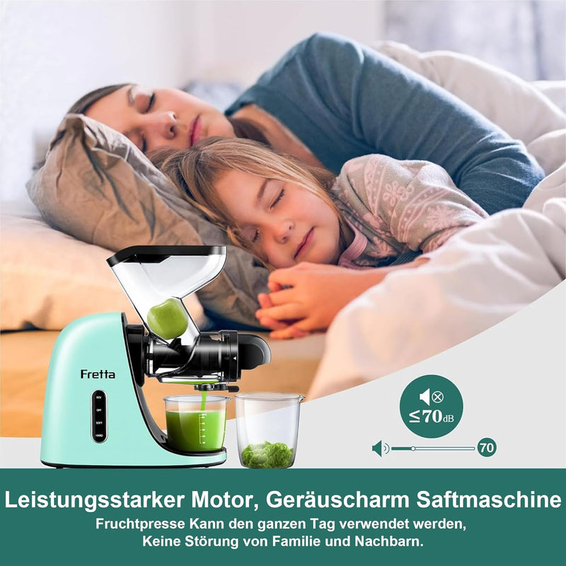 Fretta Slow Juicer Entsafter Gemüse und Obst Juicer Machine, 200W Obstpresse Elektrisch Saftpresse J