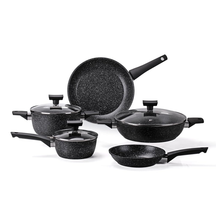 Moneta Magnolia Stone Black Kochtopfset 8-teilig, auch für Induktion. Batteria 8 pezzi Schwarz, Batt