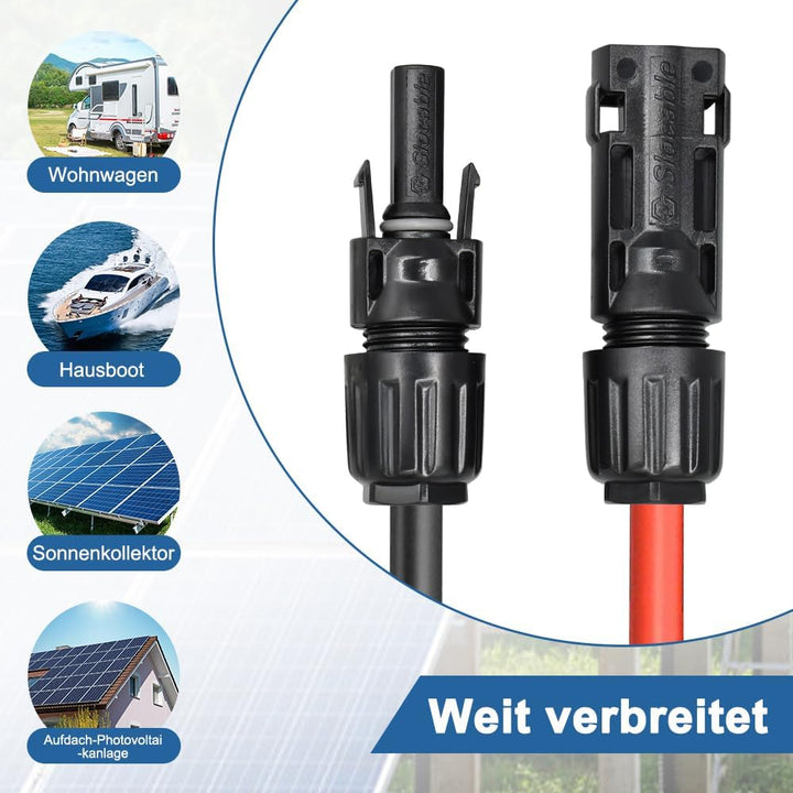 Slocable Solarkabel Verlängerung 10m 10AWG mit IP68 wasserdichtem 1500V PV Stecker, 10m 10awg