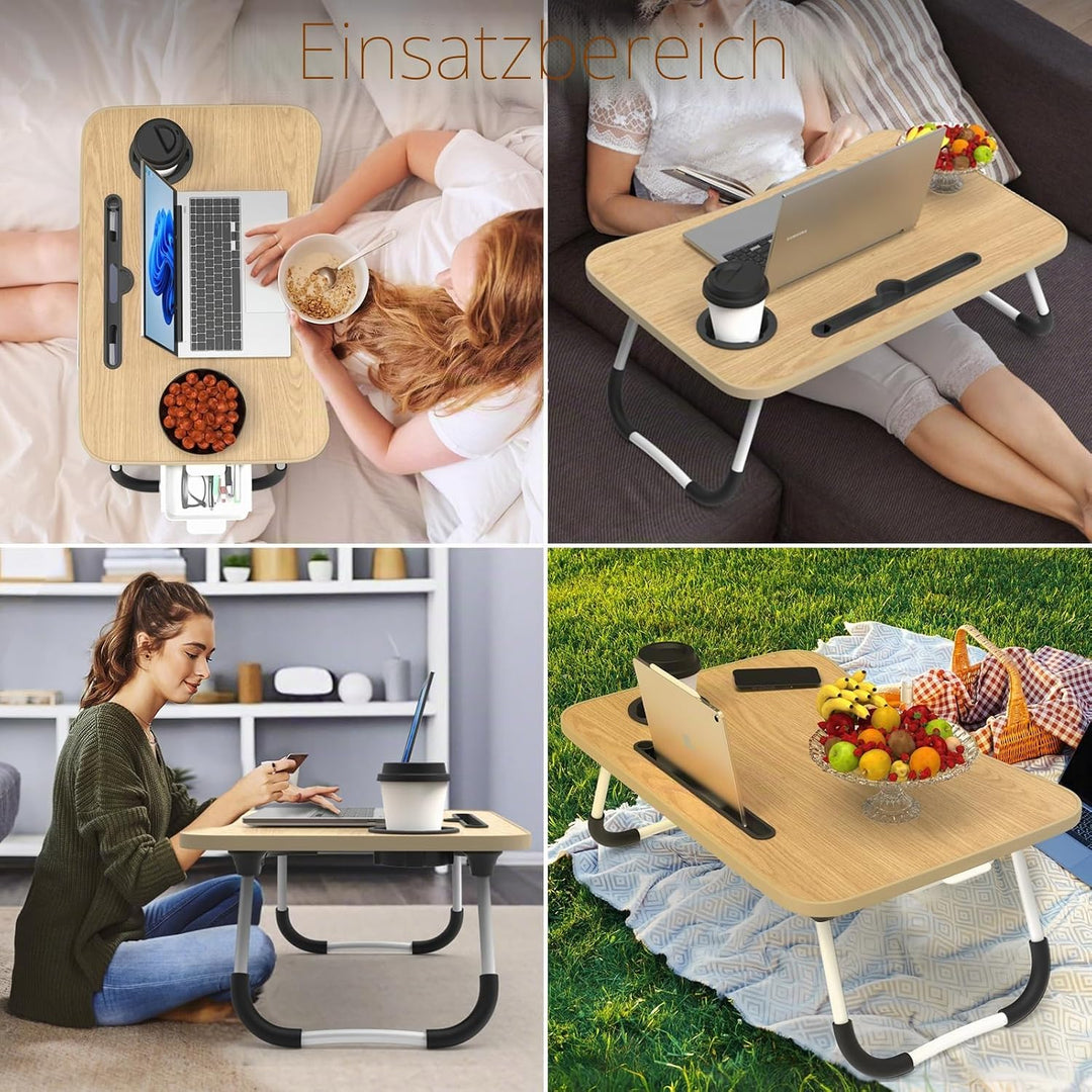 Huracan Laptop Tisch für Sofa, Betttablett Klappbar, Tragbares Laptoptisch für Bett, Lapdesk mit Sch