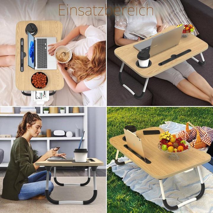 Huracan Laptop Tisch für Sofa, Betttablett Klappbar, Tragbares Laptoptisch für Bett, Lapdesk mit Sch