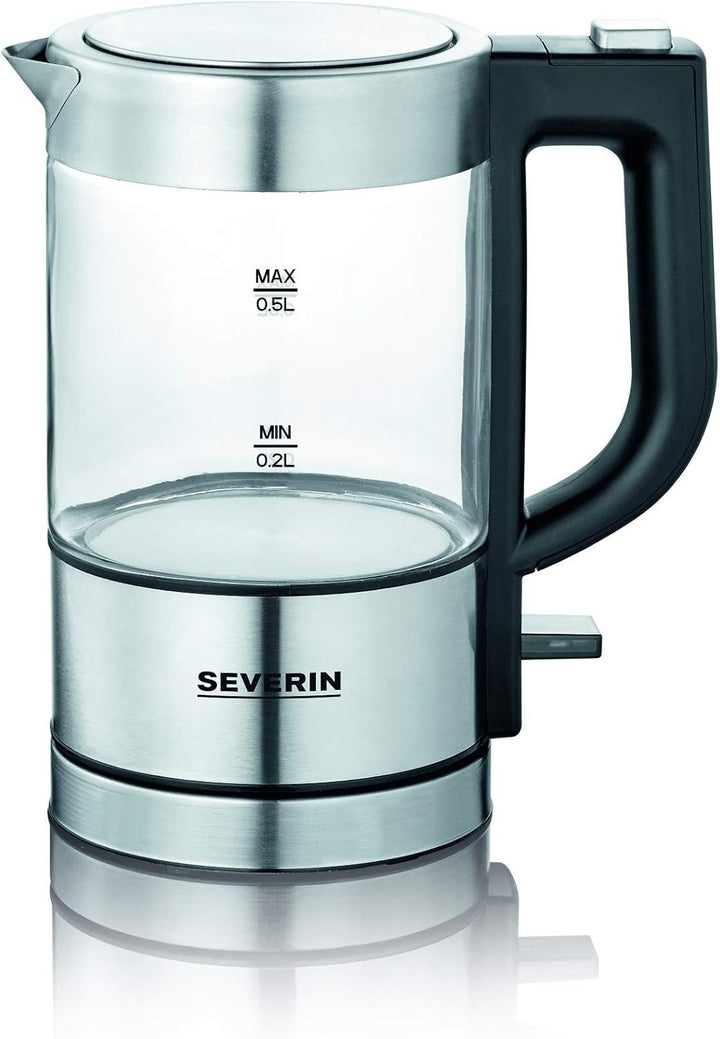 SEVERIN Mini Glas Wasserkocher, leistungsstarker und kompakter Wasserkocher in hochwertigem Design,