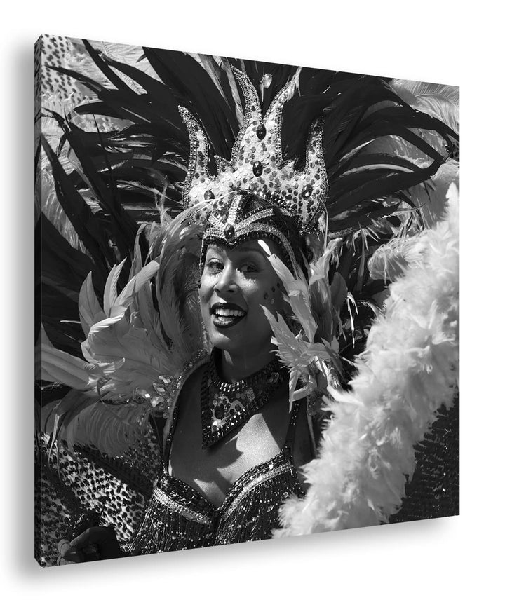 Karneval Parade in Rio Format: 70x70 Effekt: Schwarz&Weiss als Leinwandbild, Motiv fertig gerahmt au
