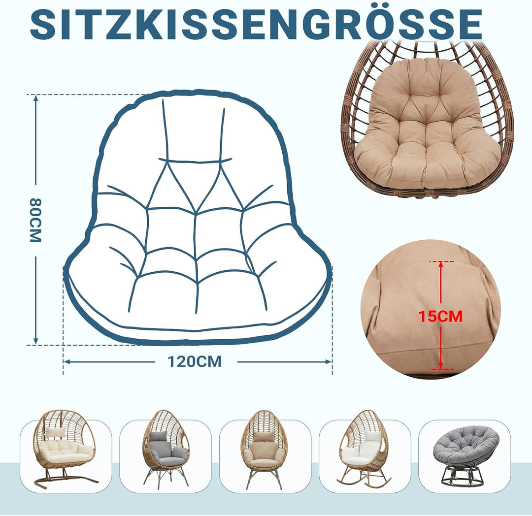 Hängesessel Kissen Ersatzkissen Outdoor: Thick Soft Polyester Sitzkissen 80x120 cm Egg Swing Cushion