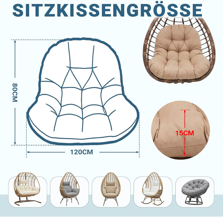 Hängesessel Kissen Ersatzkissen Outdoor: Thick Soft Polyester Sitzkissen 80x120 cm Egg Swing Cushion