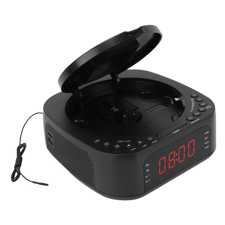 Sxhlseller CD-Player-Wecker mit Bluetooth, USB-Ladung, Dual Alarm, Dimmbares LED-Display, FM-Radio,