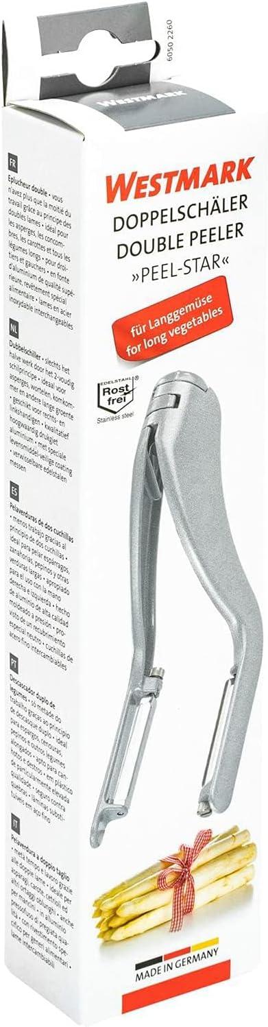 Westmark Gemüse-Doppelschäler, Spargel-Schäler, Edelstahlklingen, Peel-Star, Aluminium, lebensmittel