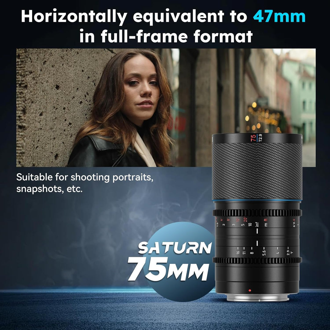 SIRUI Saturn 75 mm T2.9 1.6X Vollformat Kohlefaser Anamorphe Linse, Cine Objektiv weniger als 500g,