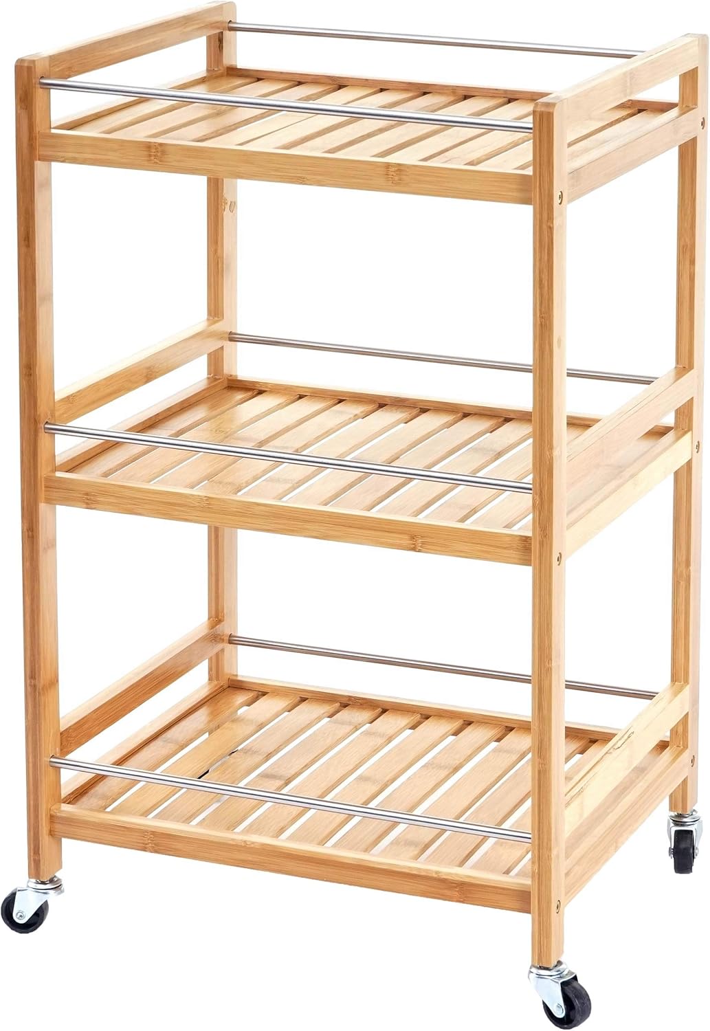 Mendler Servierwagen HWC-D91, Beistellwagen Küchenwagen Barwagen Küchenhelfer, Bambus 76x46x38cm