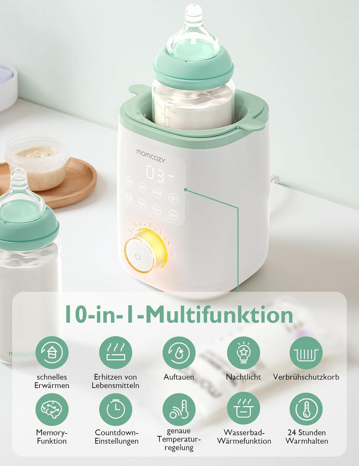 Momcozy MW02 Nutri-Flaschenwärmer Baby mit präziser Temperaturkontrolle &amp; Nachtlicht | 9-in-1 Fasche