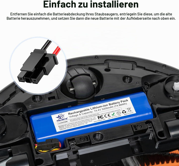 melasta Ersatz Li-ion Akku 14.4V 5200 mAh kompatibel für Eufy RoboVac X8, RoboVac X8 Hybrid, RoboVac