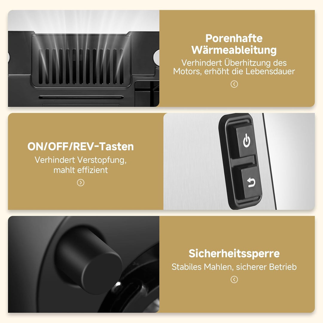 AAOBOSI Fleischwolf Elektrisch, 3-IN-1 [3000W Max] Multi Fleischwolf mit 3 Edelstahl-Schleifplatten,