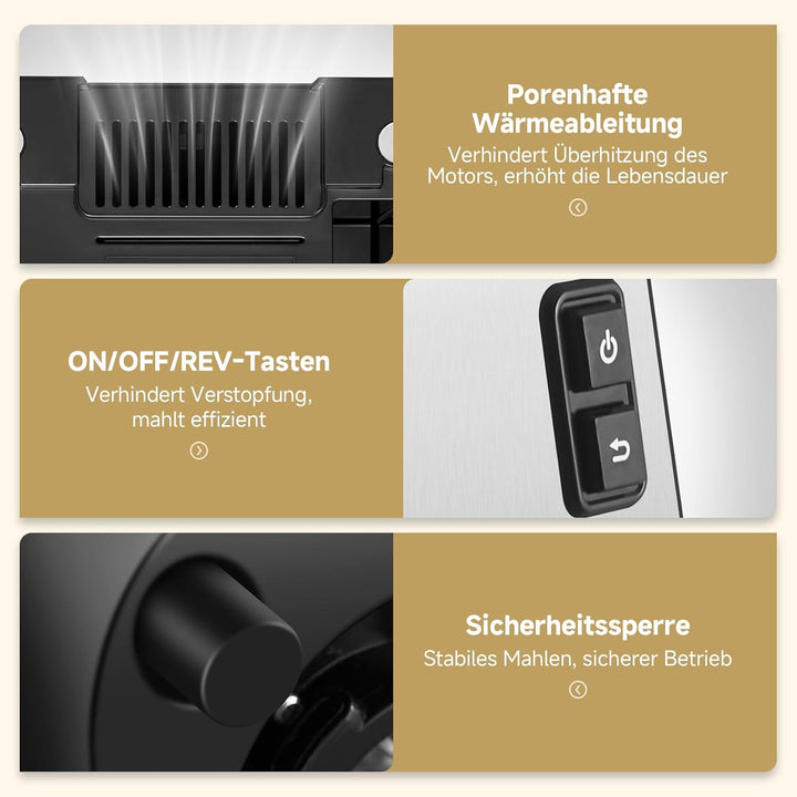 AAOBOSI Fleischwolf Elektrisch, 3-IN-1 [3000W Max] Multi Fleischwolf mit 3 Edelstahl-Schleifplatten,