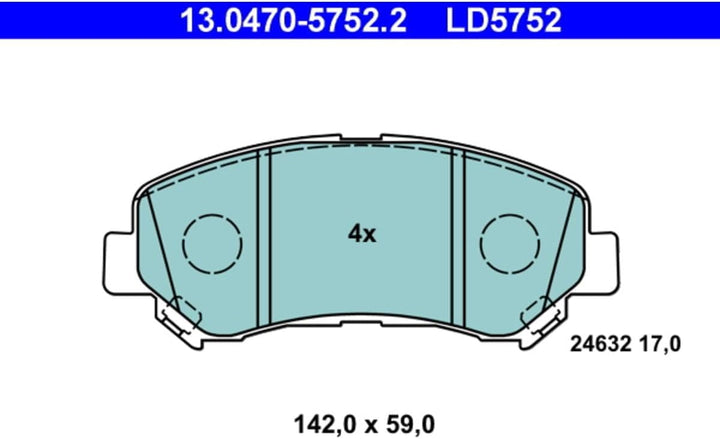ATE 13.0470-5752.2 Bremsbelagsatz, Scheibenbremse