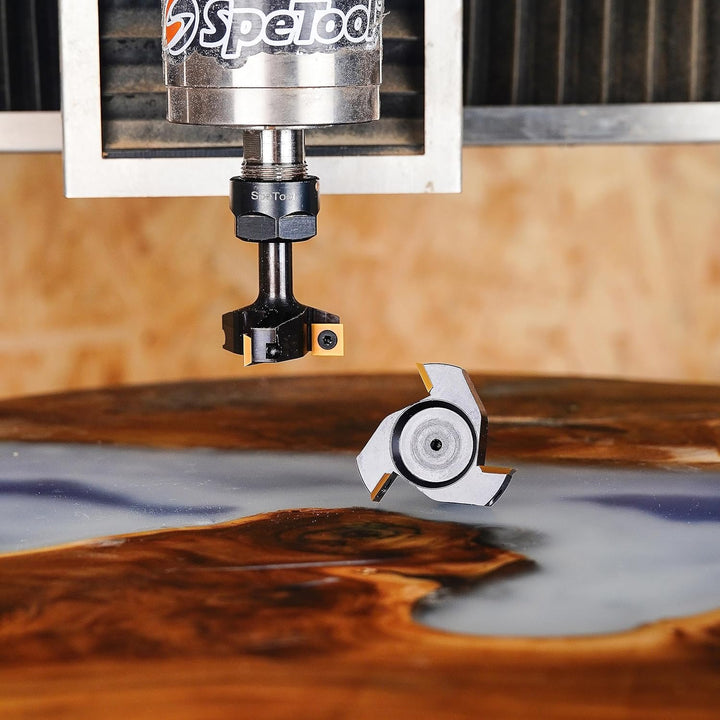 SpeTool Planfräser 12mm Schaft 60mm Durchmesser Planfräser für Oberfräse Wendeplatten Hobelfräser We
