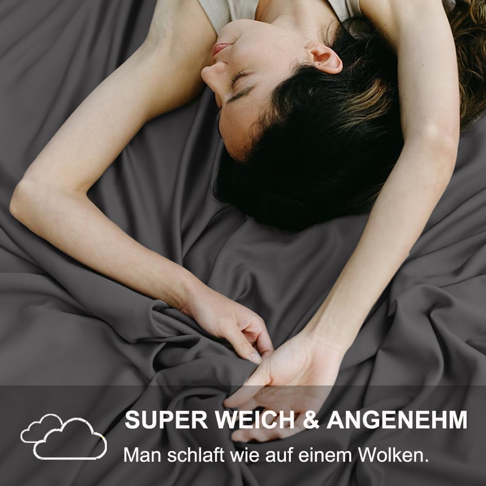 Beqnat Bettwäsche 200x220 Anthrazit Grau - Superweich Bettwäsche-Sets Bettbezug 200x220 Kissenbezug