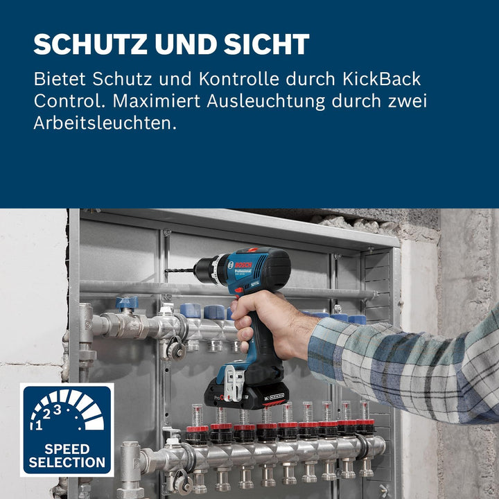 Bosch Professional 18V System Akku-Bohrschrauber GSB 18V-65 (bürstenloser Motor, Kopflänge 175, inkl