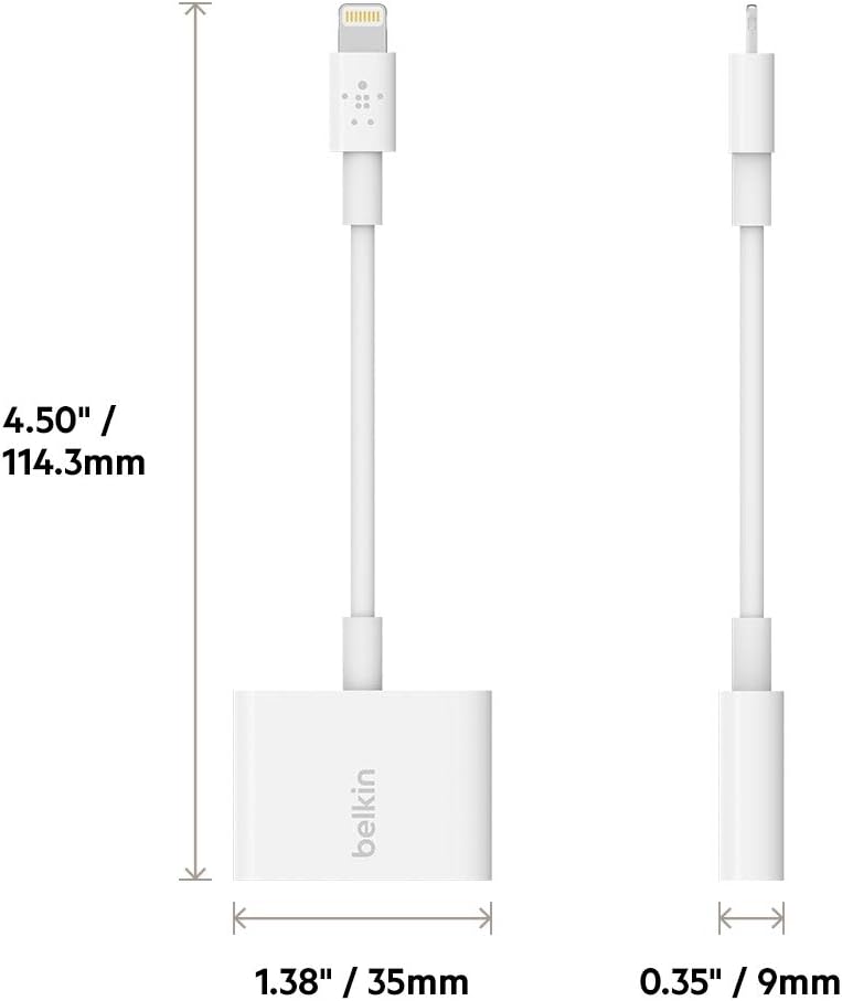 Belkin 3,5 mm Audio + Charge Rockstar (iPhone Aux-Adapter/iPhone-Ladeadapter), weiss 3.5mm audio + c