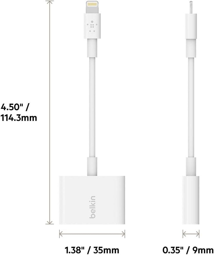 Belkin 3,5 mm Audio + Charge Rockstar (iPhone Aux-Adapter/iPhone-Ladeadapter), weiss 3.5mm audio + c