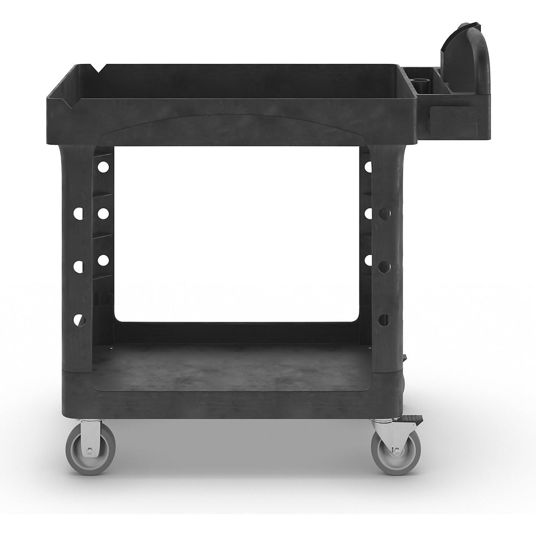 Rubbermaid Commercial Products Small Lipped Shelf Heavy Utility Cart - Black