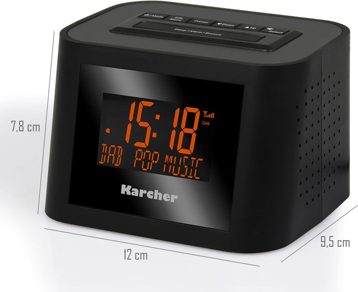 Karcher DAB 2420 - Stereo-Radiowecker DAB+ (DAB plus/UKW, Wecker mit Dual-Alarm, Sleep-Timer, LCD-Di