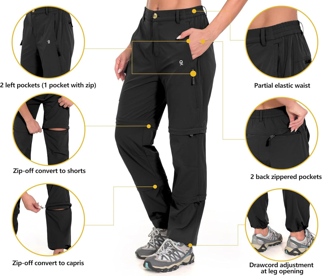 Little Donkey Andy Wanderhose Damen Zip Off Stretch Cabrio Softshellhose Schnell Trocknende mit Reis